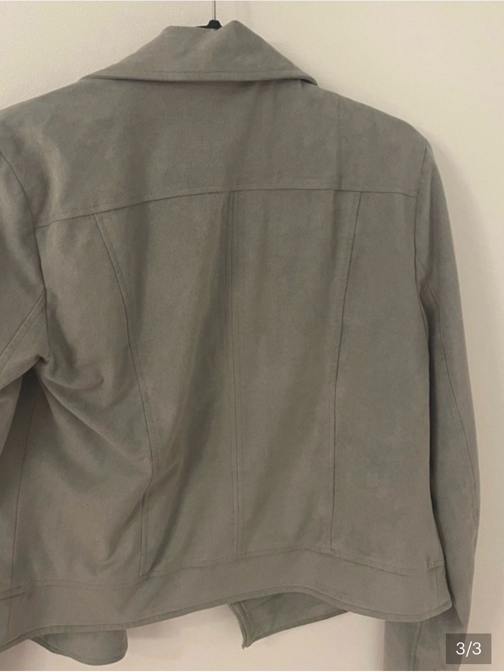 1.STATE Gray Faux Suede Moto Jacket Biker Asymmetrical Zip Women M - Picture 2 of 3